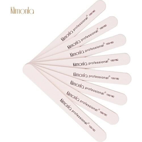 Klimonla 10Pcs/Lot White Nail File 100/180 Wooden Straight Stick Sandpaper Buffing Nail Art Tool For Manicure Accessories