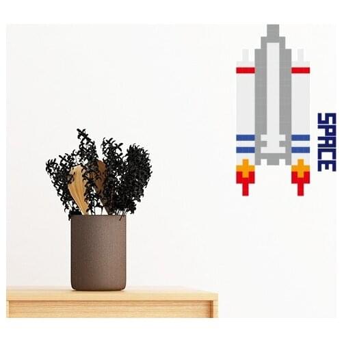 Space Ship Rocket Universe Pixel Removable Wall Sticker Art Decals Mural DIY Wallpaper for Room Decal