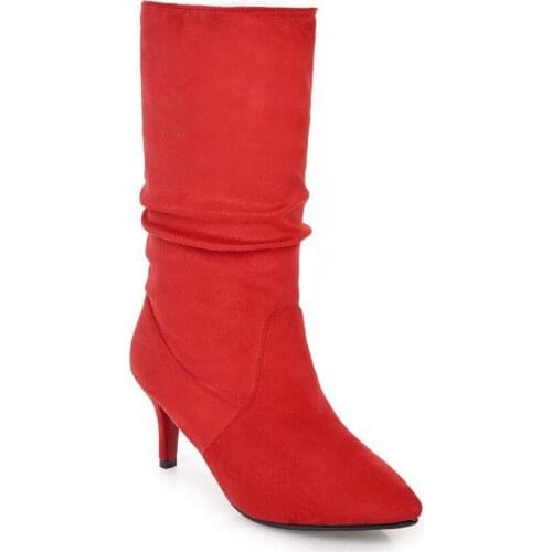 Red wedding boots in the winter of 2018 new pointed fine with 43 size 32-181103 yards short boots boom