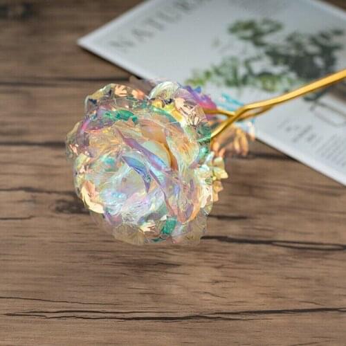 2020 Creative 24K Foil Plated Gold Galaxy Rose Flower Valentines Day Lovers' Gift Romantic Flower With Love Base