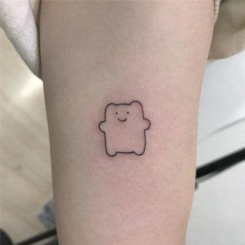 Small Fake Tattoo Simple Biscuit Bear Temporary Tatoos Sticker Waterproof Tatoo Kids Girls for Hand Finger Body Arm Chest Neck
