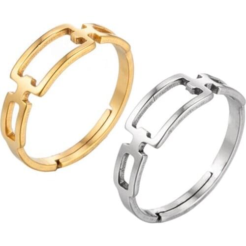 Minimalist Geometric Square Resizable Finger Rings for Women Men Cocktail Party Club Ring Wedding Engagement Anniversary Gifts
