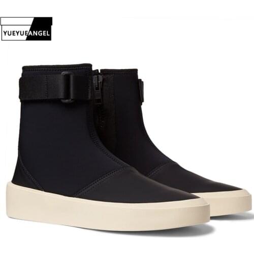 Fashion Mens New High-Top Zippers Hasp Black Casual Shoes Round Toe Thick Bottom Height Increasing Korean Style Active Shoes