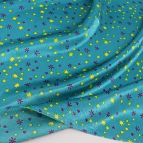 Soft Glossy Polyester Satin Charmeuse Fabric Stars Cosplay Clothes Material