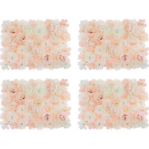 Pack of 4 Pack of 6 Upscale Artificial Silk Flower Wall Panel Photo Prop Wedding Stage Backdrop 18x 24 inch White And Champagne