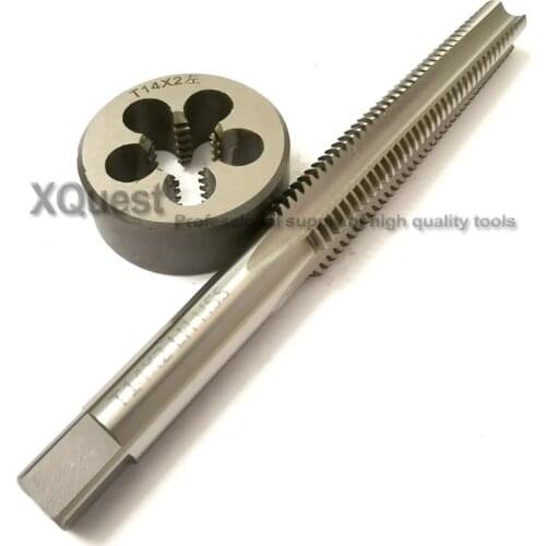 2PCS Right Hand Trapezoidal thread tap and Die set tr14 tr14x2 tr14x3 LH Metric screw Left hand taps Round dies T14 T14x2 t14x3