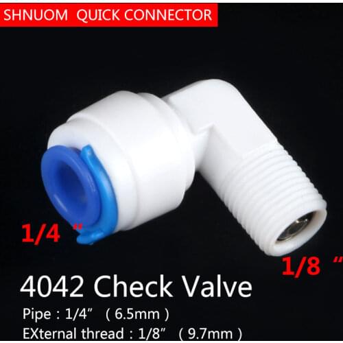 1/8" External thread to 1/4" Tube Check Valve Elbow 6.35mm Quick Connector Reverse Osmosis System water purifier one-way switch