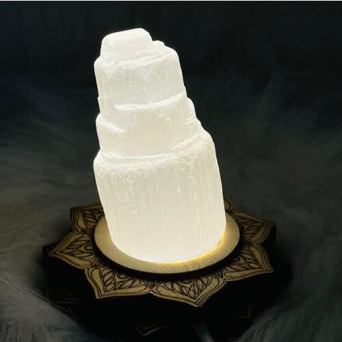 Natural SelenIte White Gypsum Lamp Skyscraper Castle Towers Gypsum Crystal Point Home Decor