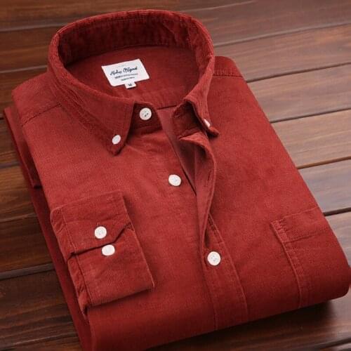 Winter New Corduroy Shirt Long Sleeve Mens Korean Style Casual Warm Cotton Shirts Button Down Collar Young People Clothing