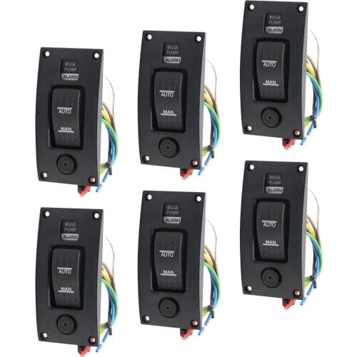 6pcs 3Ways 12/24V Boat Marine Bilge Pump Switch Panel with Alarm LED Backlight