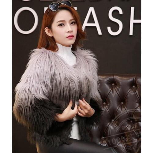 Savabien Women Winter Vintage Hairy Gradient Faux Fur Coat Cardigan Elegant Festival Streetwear Female Luxury Fluffy Fur Coats