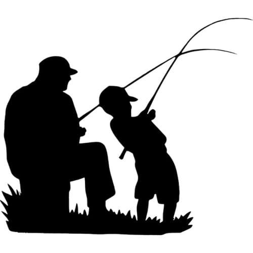 Dad Kid Fishing Outdoor Sports Parenting Vinyl Car Sticker Black/Silver T-00157*25cm