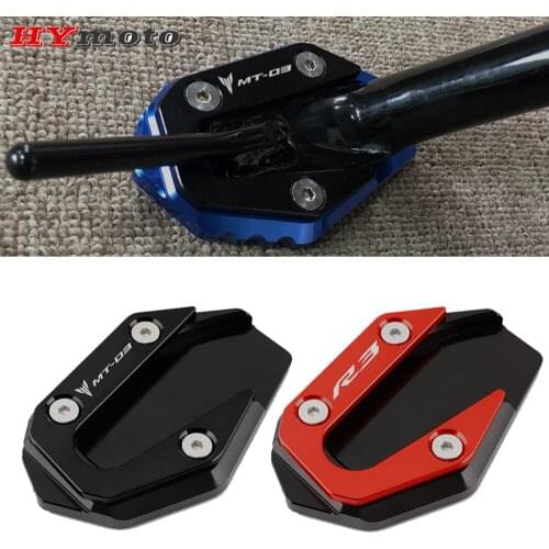 Kickstand Sidestand Extension Enlarger Pad Side Stand For YAMAHA R3 YZF-R3 2017 2018 2019 2020 MT03 MT-03 Motorcycle Accessories