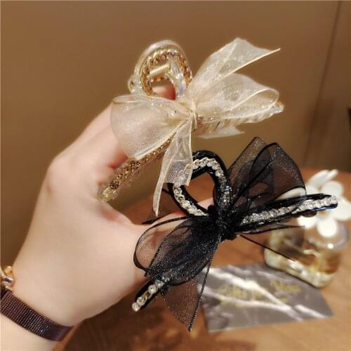South Korea Shark Catch Clip Bowknot Rhinestone Hair Clip Large Hair Accessories Clip Hairpin Back Head Headdress