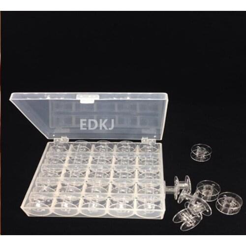 1 box 25Pcs Transparent Sewing Machine Bobbins Spools Empty Bobbins Spools Plastic Storage Box For Home Sewing Accessories Tools