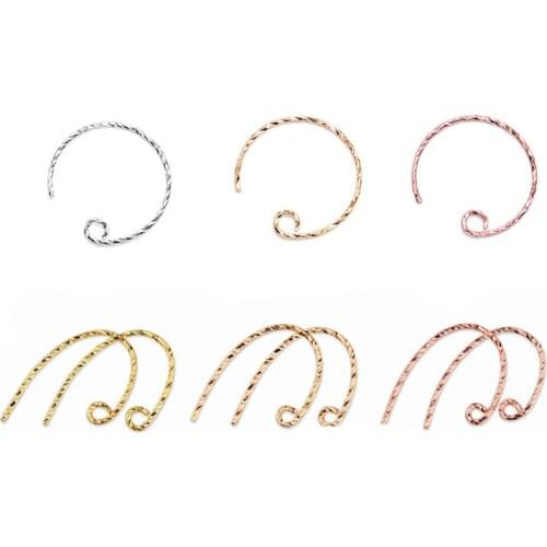 1 pair Fashion 925 Sterling Silver Twisted Earring Hook Champagne Gold/Rose Gold U Shape Ear Hook Clasp DIY Fine Jewelry Making