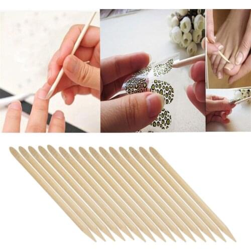 100Pcs Wood Sticks Cuticle Pusher Remover Manicure Tools Nail Cleaners Tools