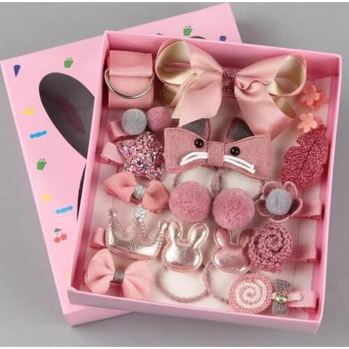 18 Piece Headdress Gift Hair Clip Set Cute Hair Accessories Girl Headwear Bow Animal Flower Hairpins Hair Band Cartoon Elastic
