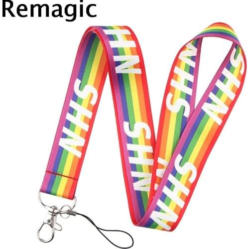 20pcs Rainbow homosexuality Cartoon Keychain Lanyards Id Badge Holder ID Card Pass Mobile Phone USB Badge Holder Key Strap 1PCS