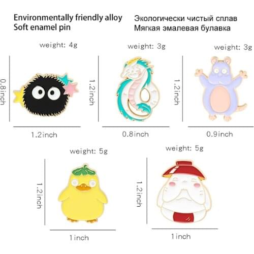 20/Lot Dust Soot Haku Yellow Duck Mouse Brooch Badge Pin For Lapel Figure Toys