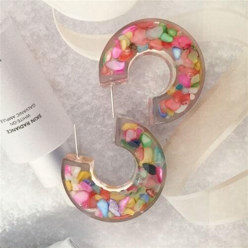 2021 Geometric Acrylic Fashion Statement Drop Earrings For Women Vintage Resin Oval Round Dangle Earring Brincos Wedding Jewelry