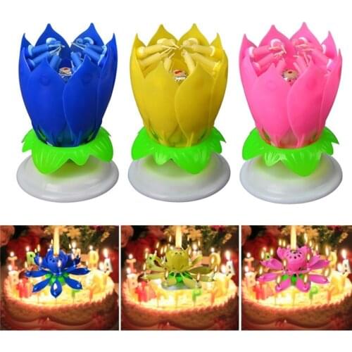 3Pcs/Set Fahion Amazing Musical Lotus Flower Candle Romantic Party Gift Light for Birthday Surprised Wedding Decoration