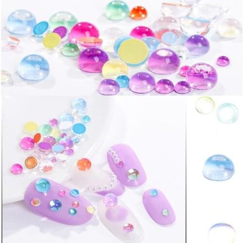 1 box 3D Candy Color Nail Art Jewelry Mermaid Illusion Round Glass Crystal Beads Mixed Nail Art Nail Decoration Diamond