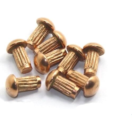 50pcs M2.5 copper round head rivets pan header knurled solid cuprum rivet knock rivetings tap riveting GB827 3mm-10mm length