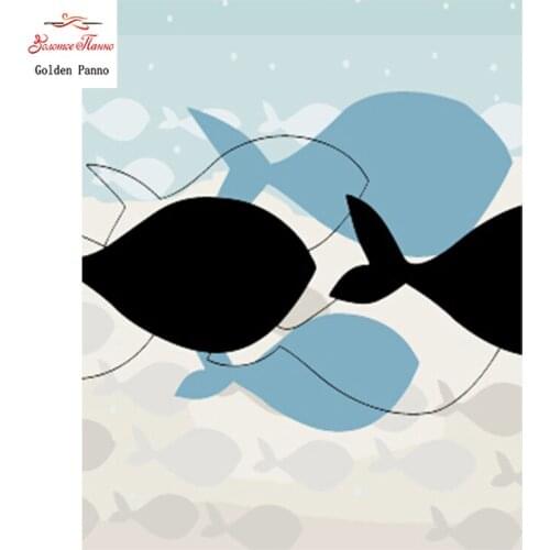 Golden panno,5D,diy diamond embroidery,Full,square,Diamond Painting,Cross Stitch,3D,diamond,Mosaic,christmas,shoal of fish 929