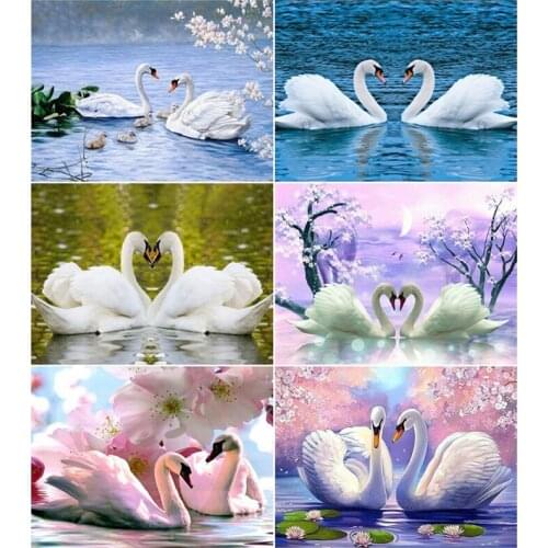 Diamond Embroidery Sale Animals Full Square Diamond Painting Swans Cross Stitch Diamond Mosaic Needlework Home Decor