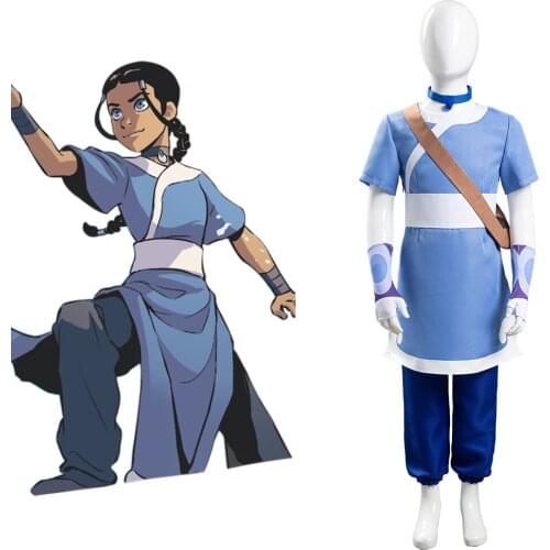 Avatar:the last Airbender Katara Cosplay Costumes Kids Children Halloween Carnival Suits