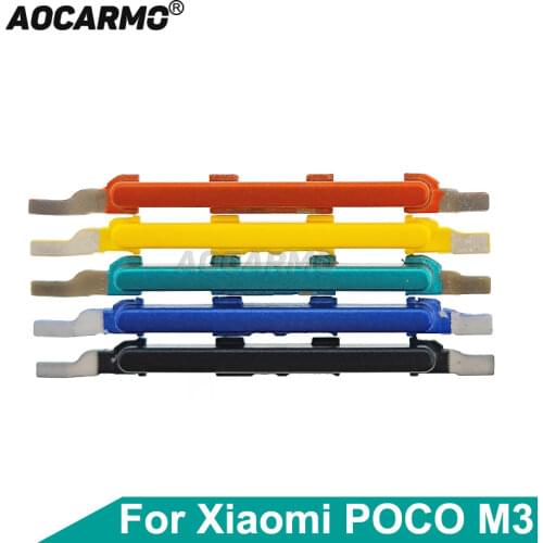 Aocarmo For Xiaomi POCO M3 Side Buttons Power On/Off Volume Up Down Switch Key Replacement Part