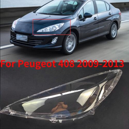 CAPQX 1PCS For Peugeot 408 2009-2013 Front Headlamp Lamp cover Lampshade Headlight glass cover Head Light Shade Shell Lid
