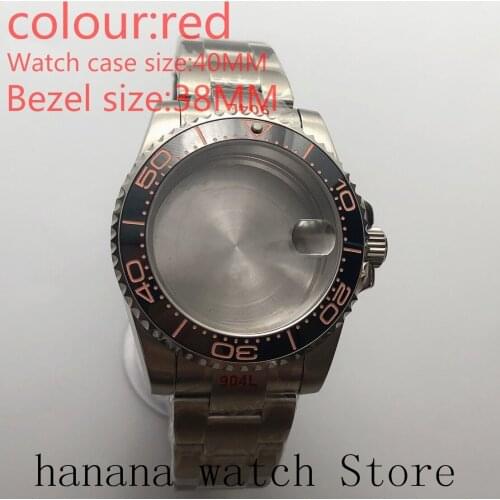 Suitable NH35 / NH36 Mingzhu2813 Miyota self-winding 40mm stainless steel powder case with pink rotating bezel, sapphire glass