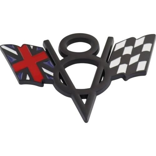 Black Red British flag V8 V 8 for Fender Trunk Emblem Badge Sticker