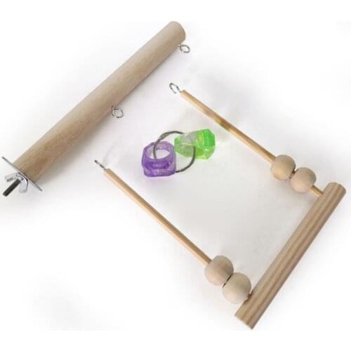 Bird Swing Wooden Parrot Perch Stand Playstand with Chewing Beads Cage Sleeping Stand Play Toys for budgie Conure