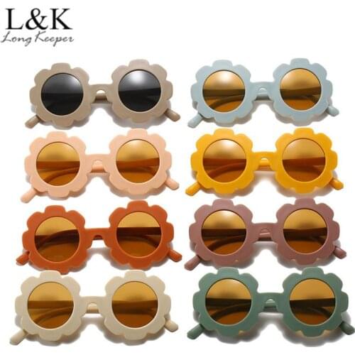 LongKeeper Vintage Kids Sunglasses Children Round Flower Sun Glasses Boys Girls Toddler Lovely Baby Eyewear UV400 Oculos de sol
