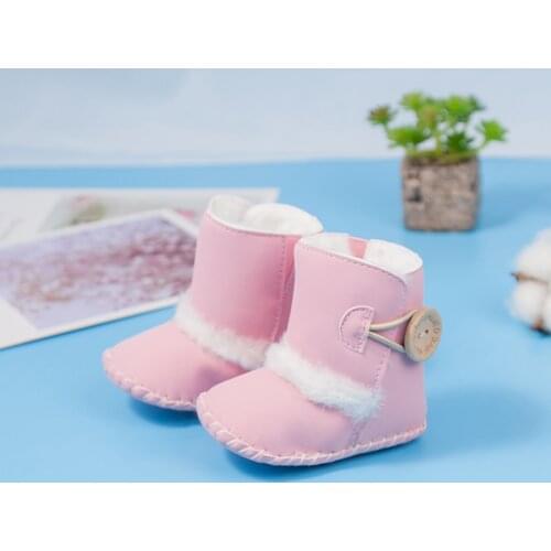 Baby Winter Buttons Snow Boots Warm Shoes Anti-Skid Plush Boy Girls Ankle Booties Newborn Infant Crib Boots zapatos bebe