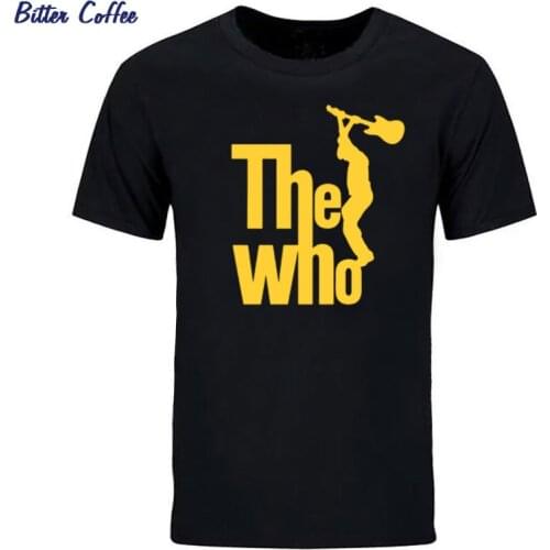 Mens Vintage Band T Shirts The Who Print Casual Retro Mod Music Man with Guitar Printed Short Sleeve T-Shirt