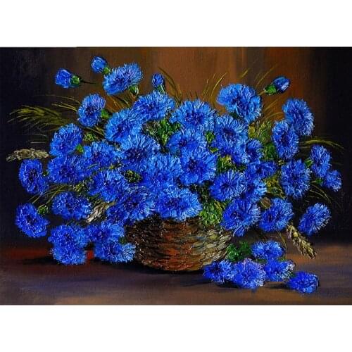 Germany Blue Cornflower Diamond Mosaic Full Square round drill Diamond Embroidery Sale Flowers 5d diy Diamond PaintingZP-2295
