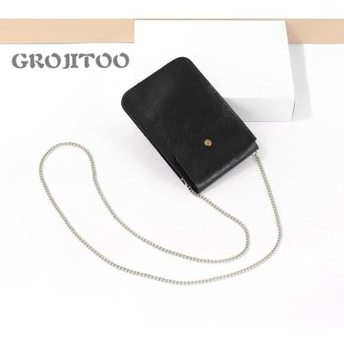 GROJITOO phone bag versatile thin soft leather first layer cowhide womens simple genuine leather handbag crossbody small bag