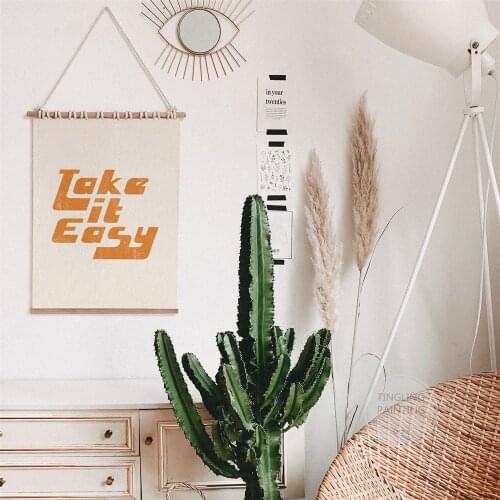 Take It Easy Quote Art Print | 1970s Style Poster | 70s Font Canvas Wall Art | Seventies Typography Retro Poster Art Painting
