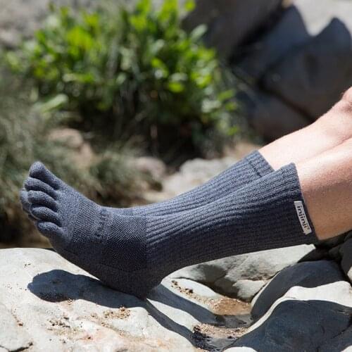 Injinji Five-finger Socks Crew Mid Weight Outdoor Deodorant Blister prevention Anti-skid Hiking Cross-country Running Cycling