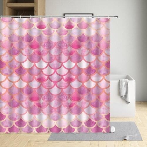 Colorful Fish Scales Waves Red Carp Shower Curtain Waterproof Cloth Bathroom Decor Bath Screen With Hooks 3D Printing