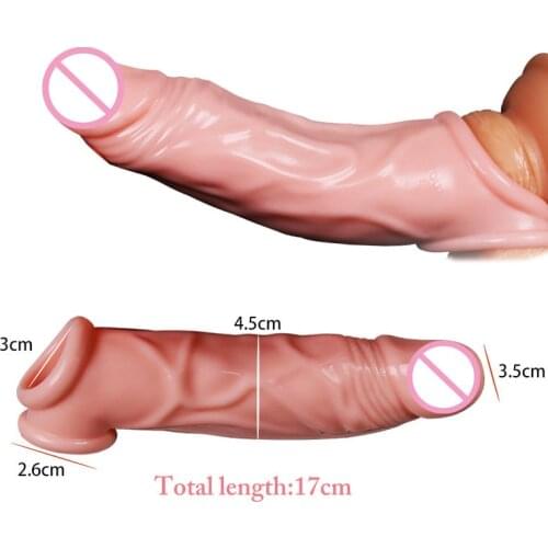 Reusable Condoms Cock Rings Silicone Penis Enlargement Dick Ring Male Penis Extension Sleeves Sex Toys for Man Gay Adult