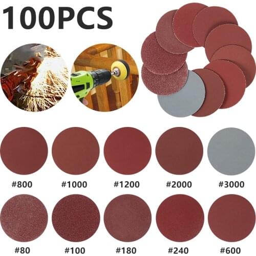 100PCS/Set 2'' Disc flocking sandpaper set-various specifications-small size high efficiency for iron plate, wood, plastic