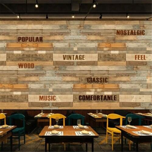 Mural Custom wallpaper 3D three-dimensional personality European and American wood grain English alphabet background wall