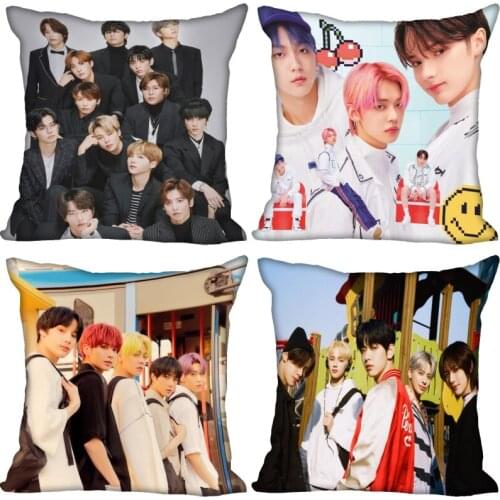 Custom KPOP TXT Pillow Cover Bedroom Home Office Decorative Pillowcase Square Zipper Pillow Cases Satin Soft No Fade 0519