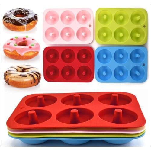 New Arrival Silicone Donut Mold Baking Pan DIY Doughnuts 6 Graid Mould Maker Non-stick Silicone Cake Mold Pastry Baking Tools