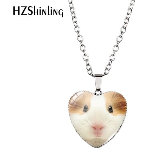 2016 New Guinea Pig Heart Necklace Guinea Pig Heart Pendant Glass Jewelry Fashion Heart Shaped Necklaces HZ3